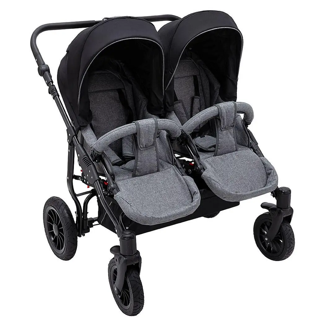 Коляска 2 в 1 для двойни Bair Sorento DUO BS-04 графит/черный