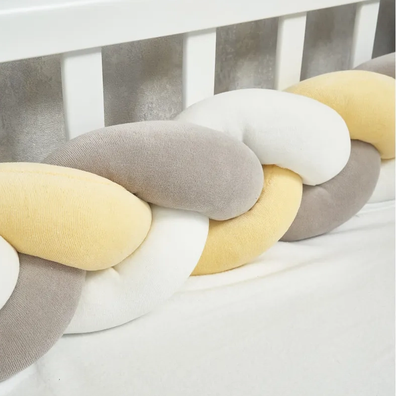 Бампер - косичка Twins 3-х прядна 240 см 2020-K3-240-0510202, yellow/grey/ecru