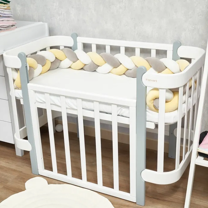 Бампер - косичка Twins 3-х прядна 240 см 2020-K3-240-0510202, yellow/grey/ecru