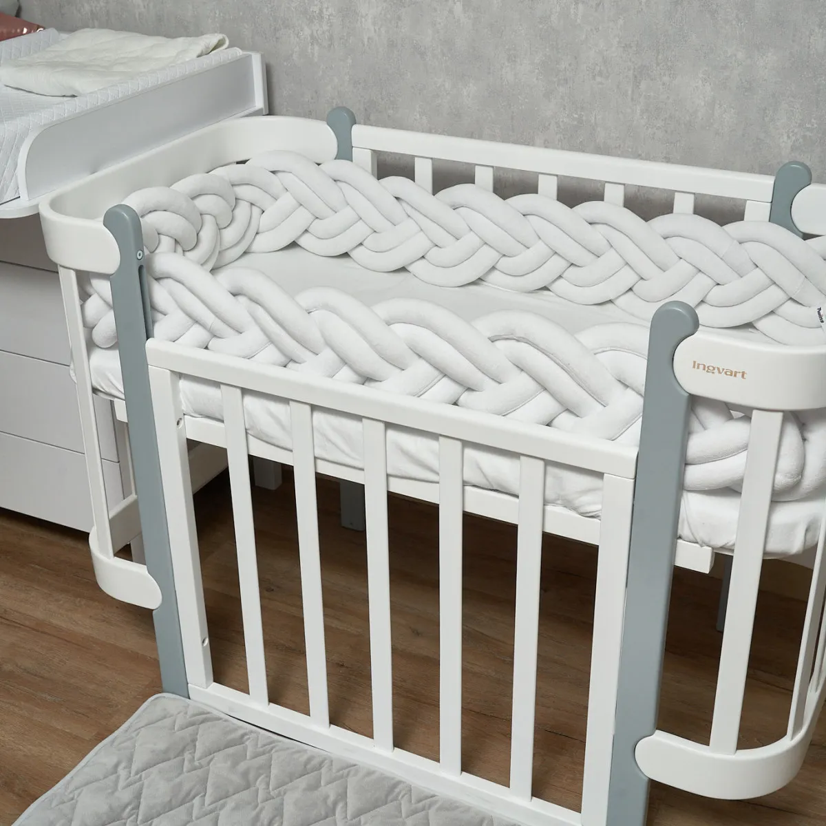 Бампер - косичка Twins 3-х прядна подвійна 240 см 2020K32-240--01, білий