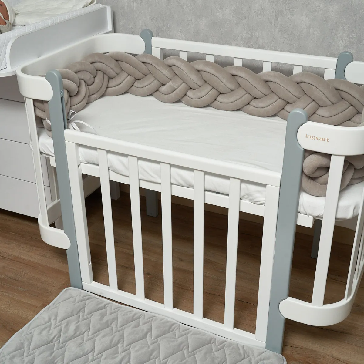 Бампер - косичка Twins 3-х прядна подвійна 240 см 2020K32-240-10, сірий
