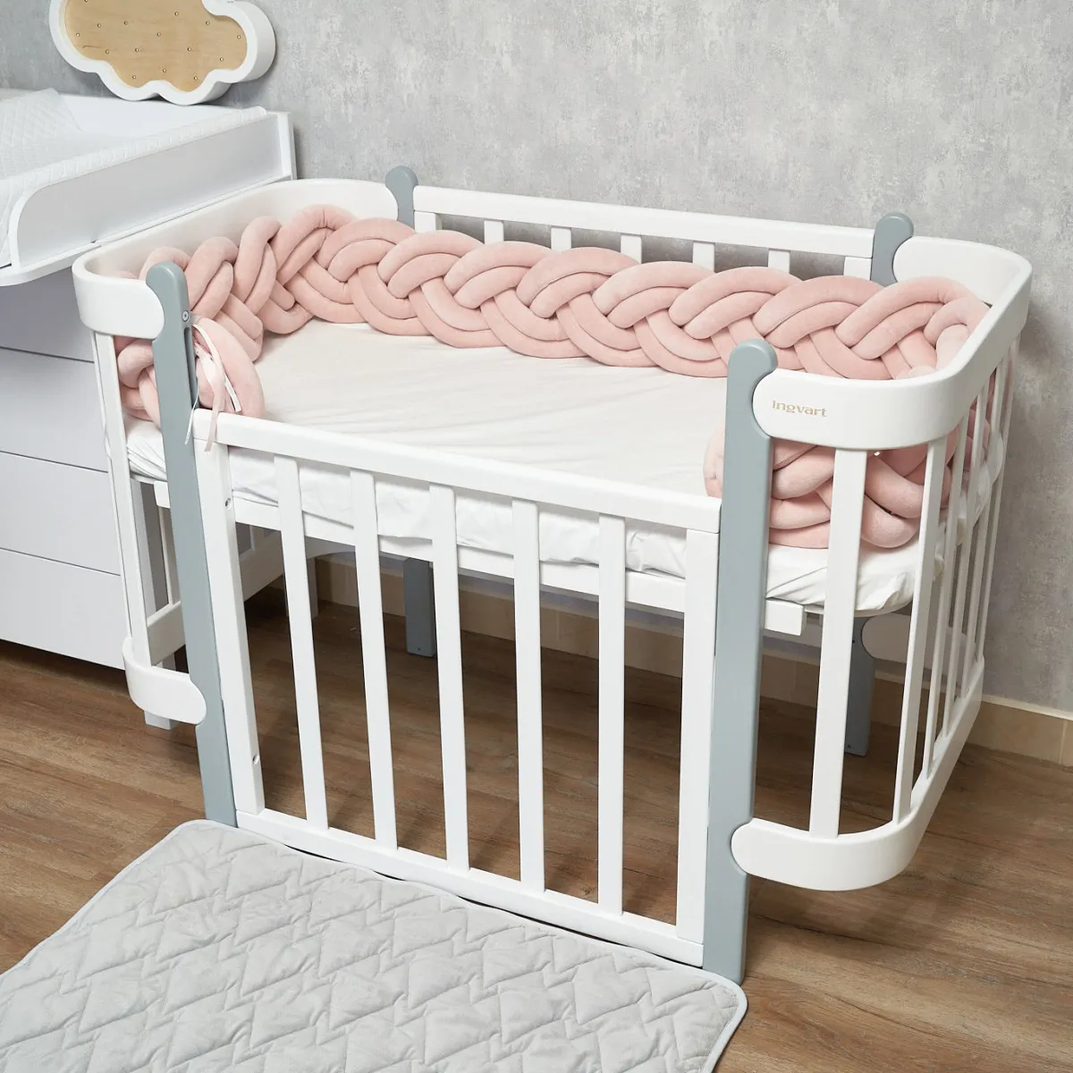 Бампер - косичка Twins 3-х прядна подвійна 240 см 2020K32-240-24, пудра