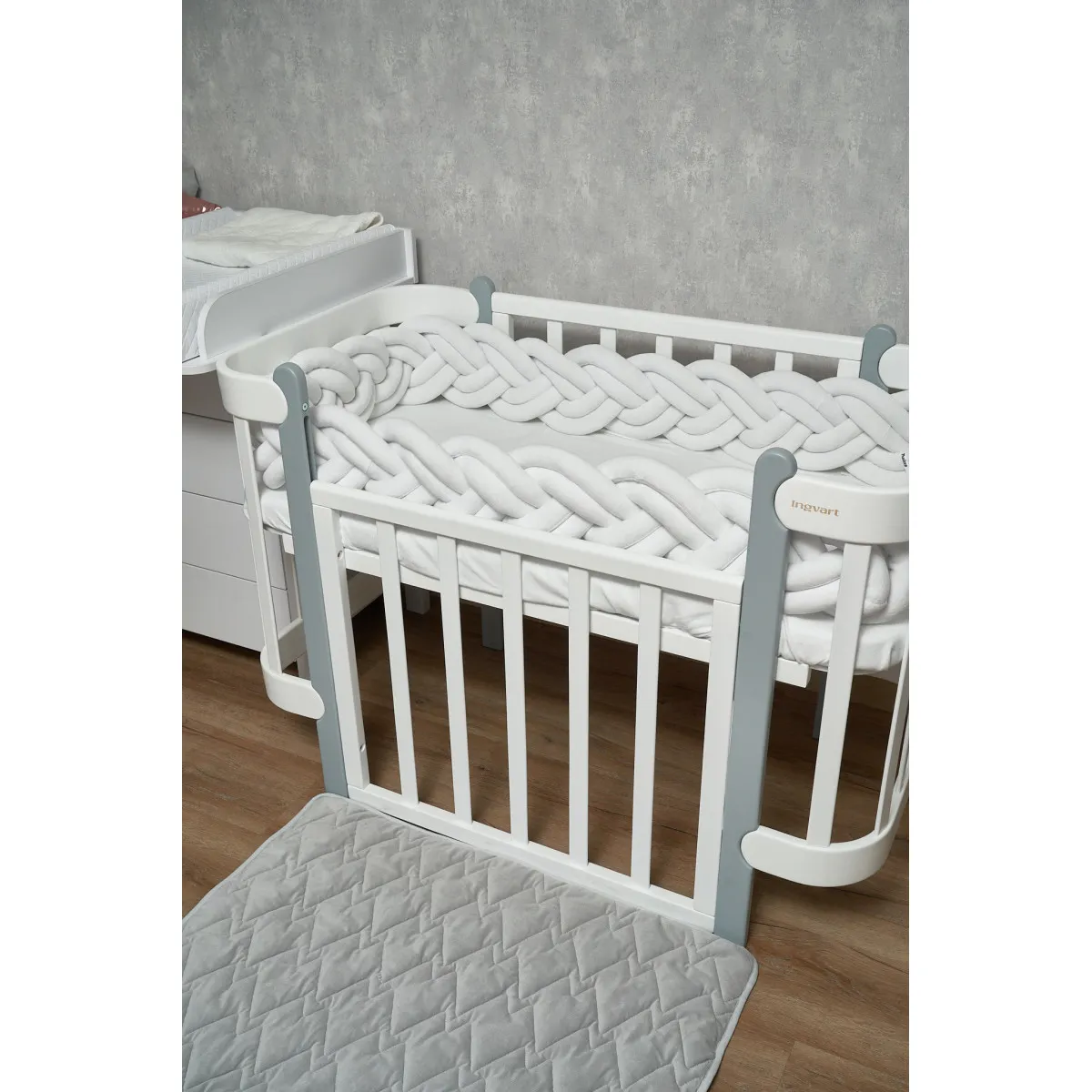 Бампер - косичка Twins 3-х прядна подвійна 260 см 2020K32-260-01, білий
