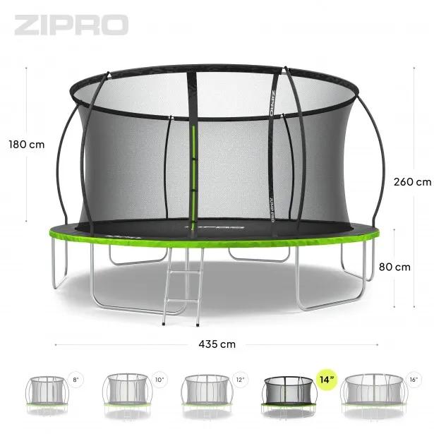 Батут Zipro Jump Pro Premium с внутренней сеткой 14FT 435 см