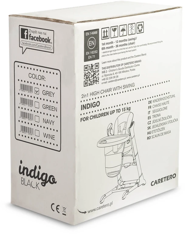 Дитячий стільчик для годування Caretero Indigo Black Green