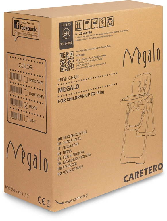 Стільчик для годування Caretero Megalo Beige
