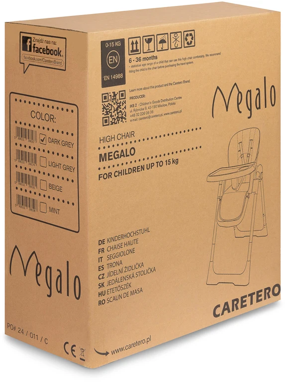 Стільчик для годування Caretero Megalo Dark Grey