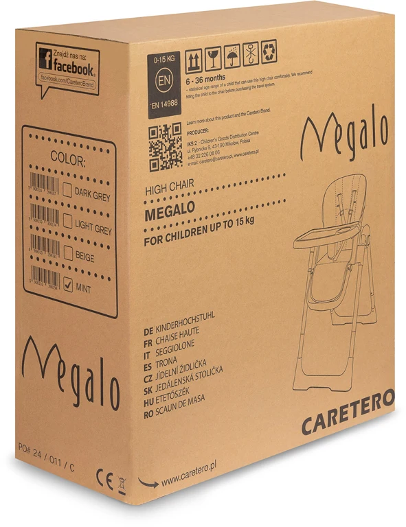 Стільчик для годування Caretero Megalo Mint