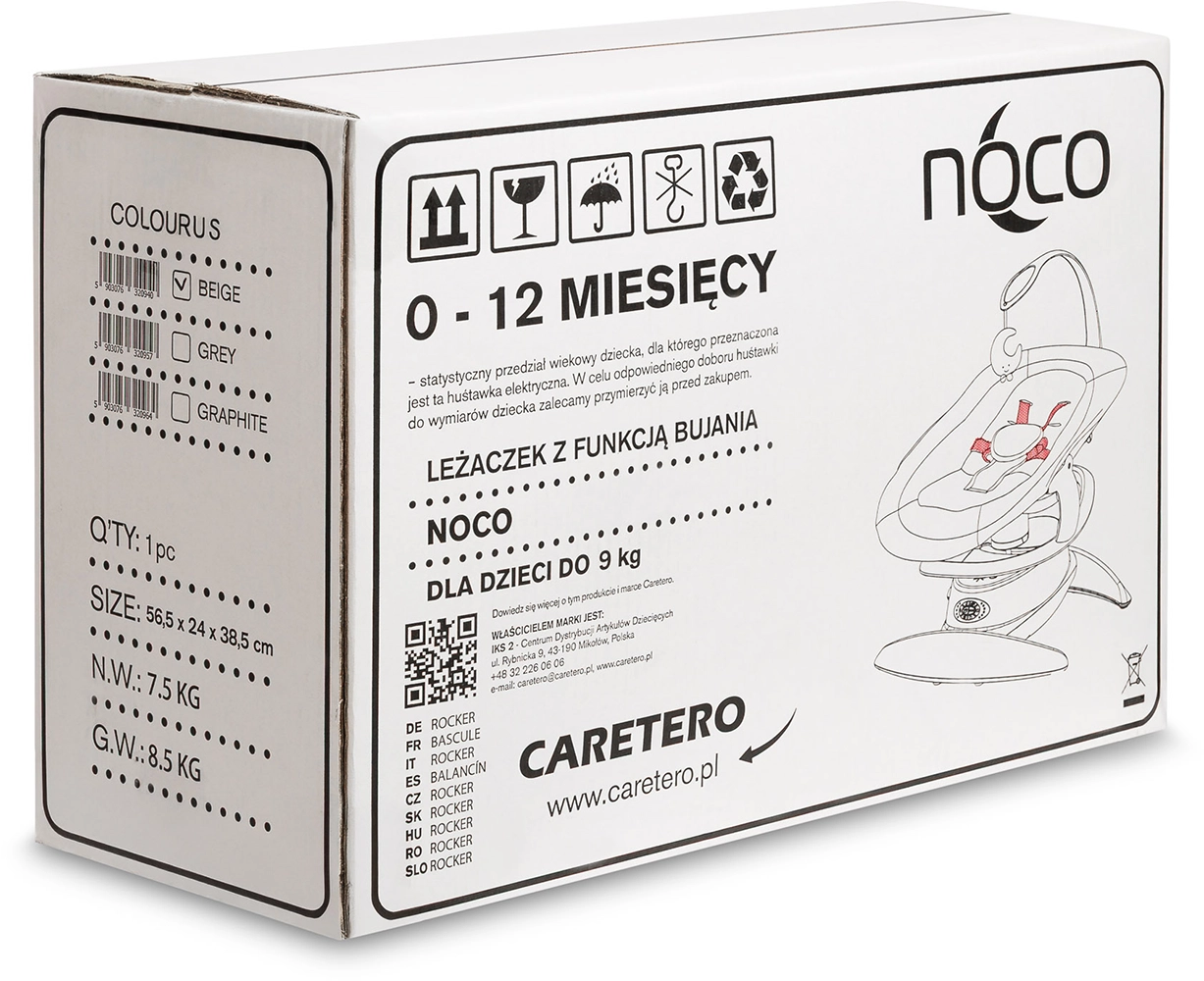 Шезлонг-гойдалка 2 в 1 Caretero Noco Graphite