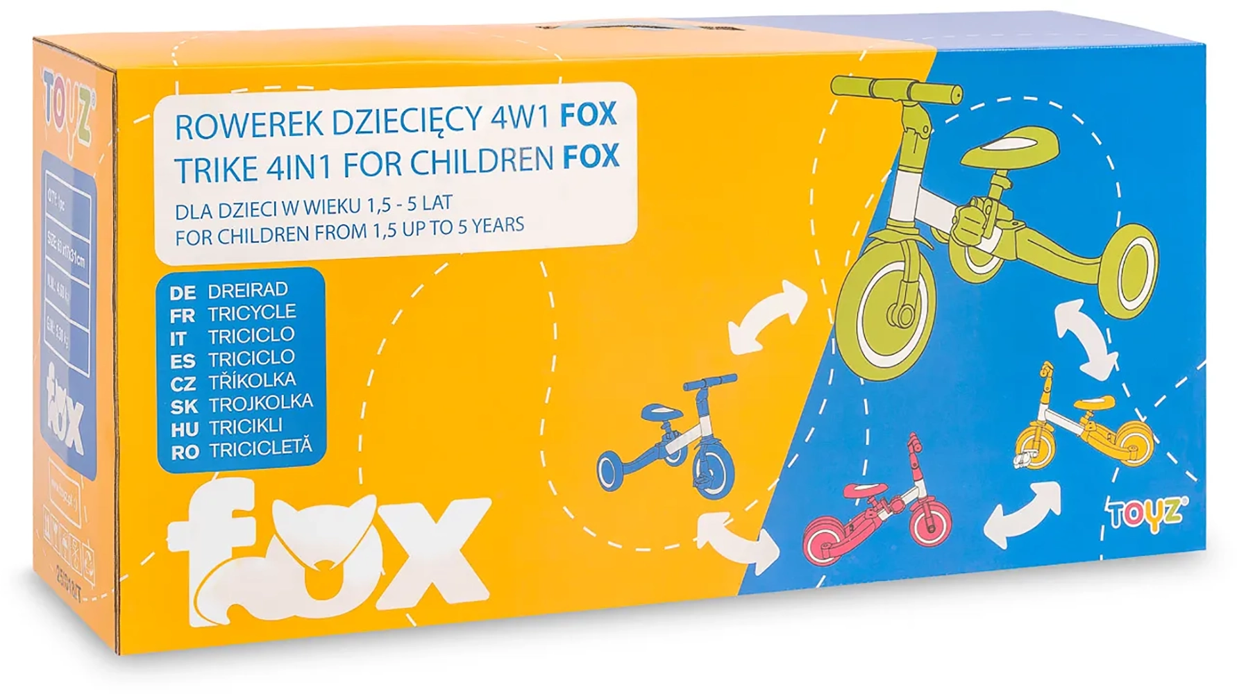 Триколісний велосипед 4 в 1 Caretero (Toyz) Fox Turquoise