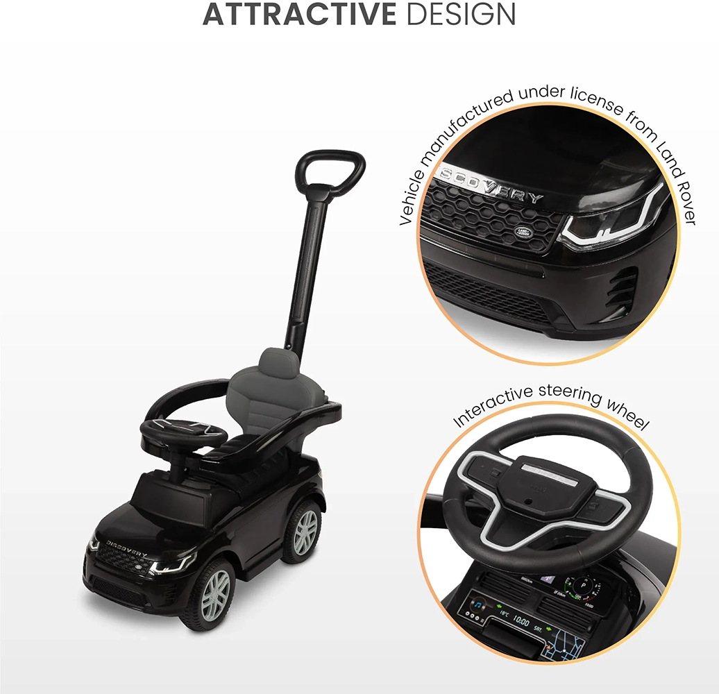 Машинка для катання Caretero (Toyz) LAND ROVER з батьківською ручкою Black