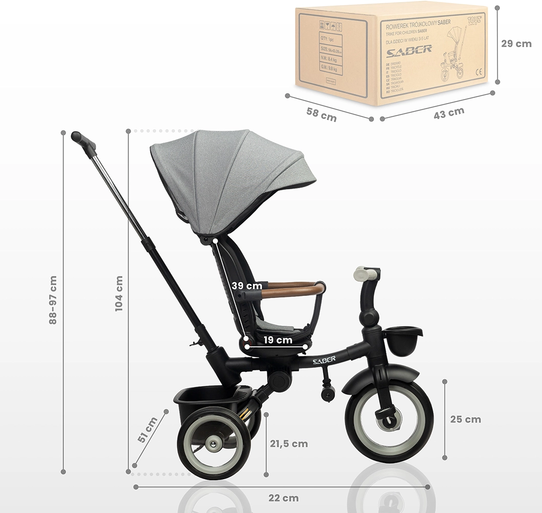 Дитячий триколісний велосипед Caretero (Toyz) Saber Beige