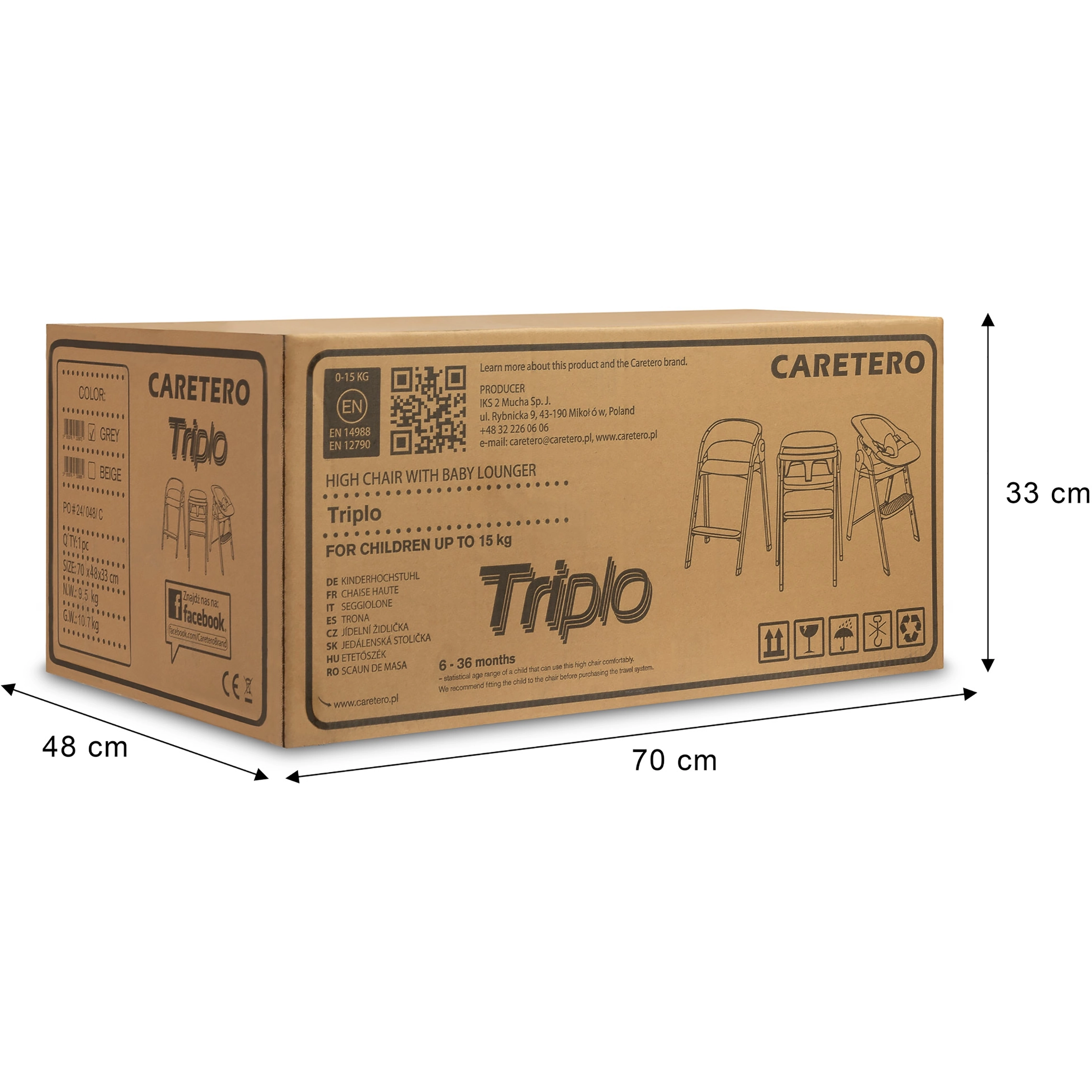 Стільчик для годування 3 в 1 Caretero Triplo Beige