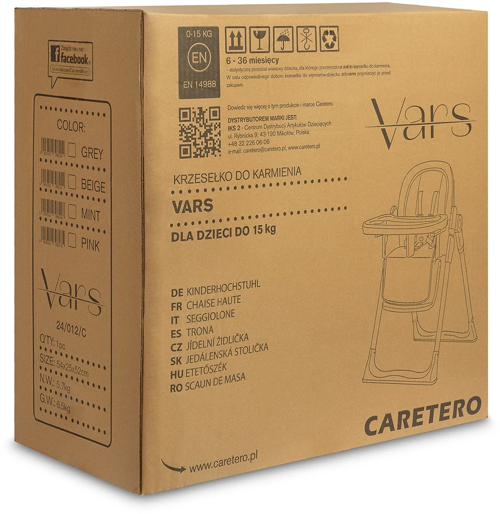 Стільчик для годування Caretero Vars Pink