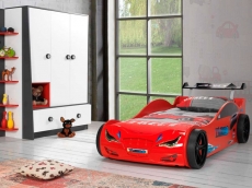 Дитяче ліжко машина MUSVENUS Суперкар Turbo red з підсвічуванням, музикою, пультом