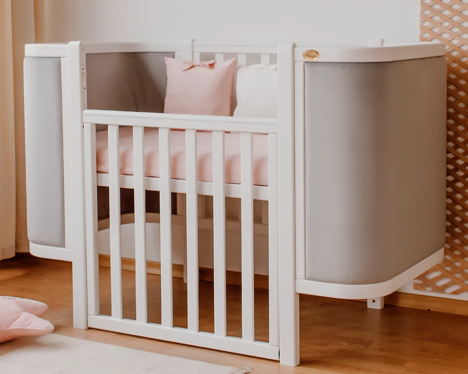 Дитяче ліжечко Angelo LUNA Сірий (без гудзиків)