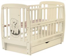 Детская кроватка Babyroom Dog маятник, ящик, откидной бок DSMYO-3  бук ivory