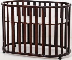 Детская кроватка Twins Cozy овальная 160х60 плоская рейка 9800-TC-160-07, орех