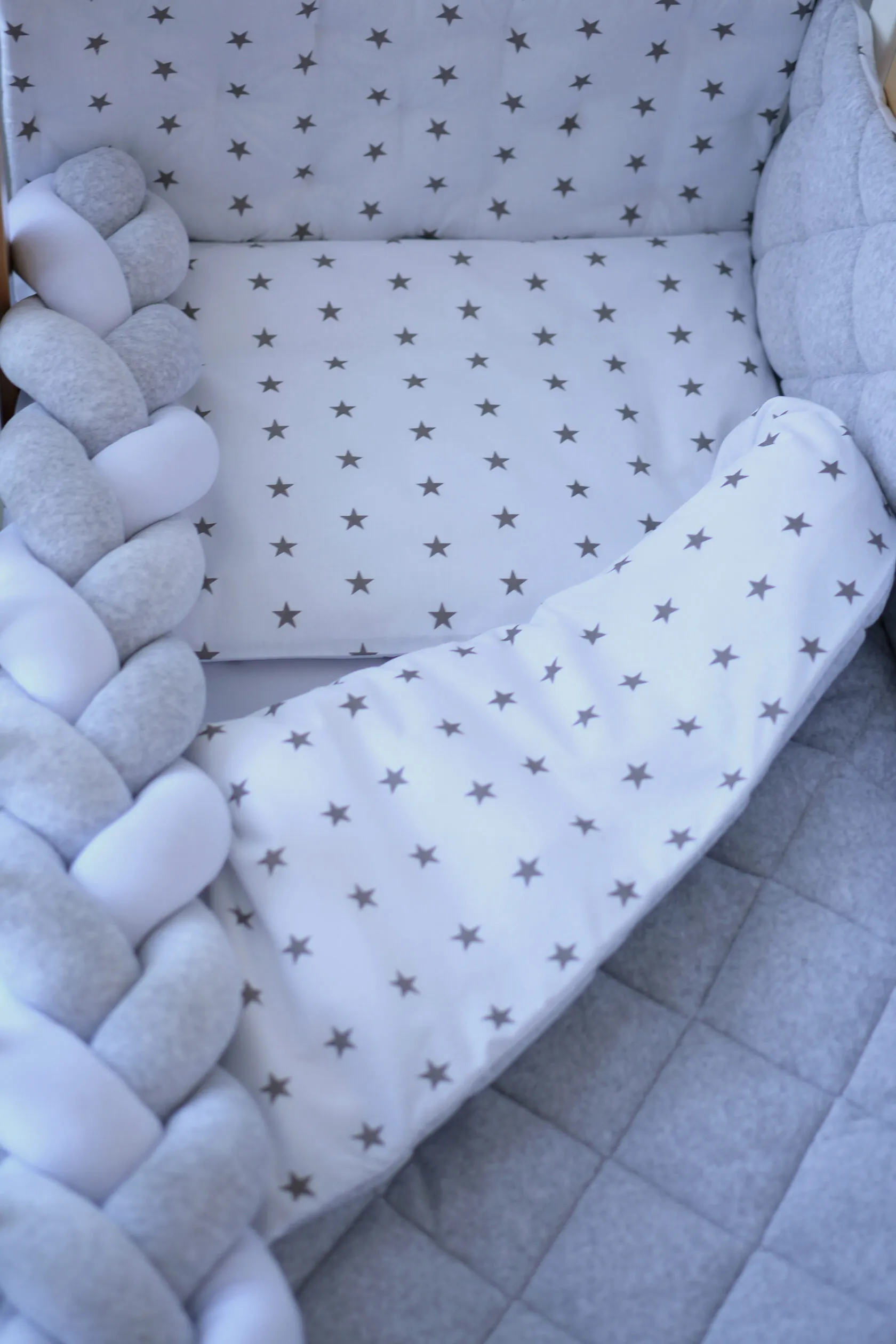 Дитячий постільний комплект Baby Veres Velour Stars grey (5 одиниць)