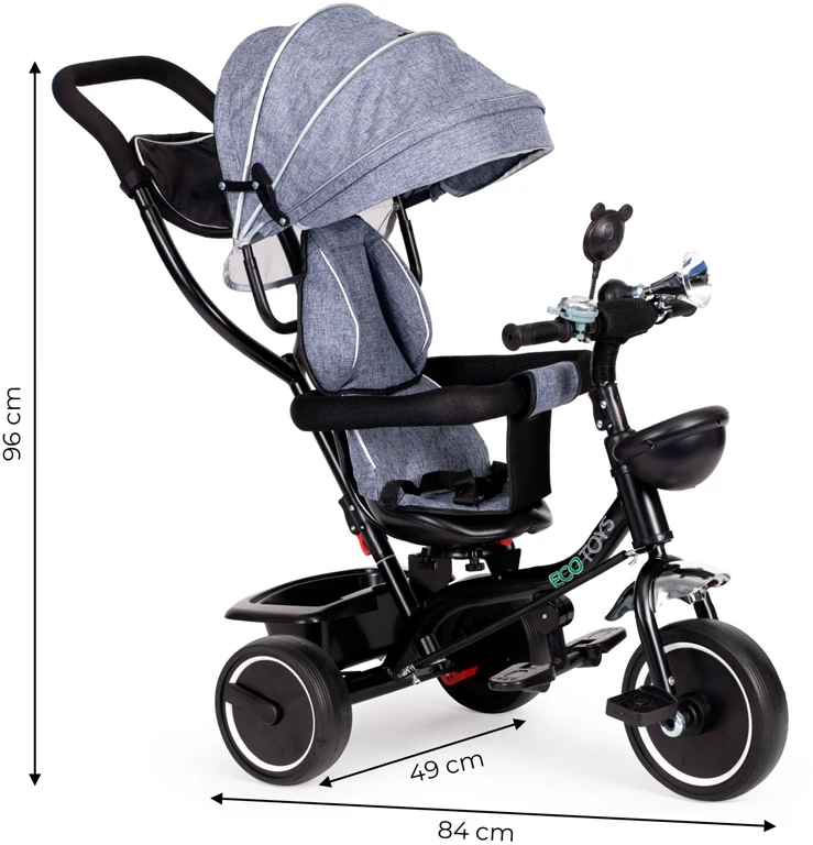 Велосипед с поворотным сиденьем Ecotoys Comfort Grey
