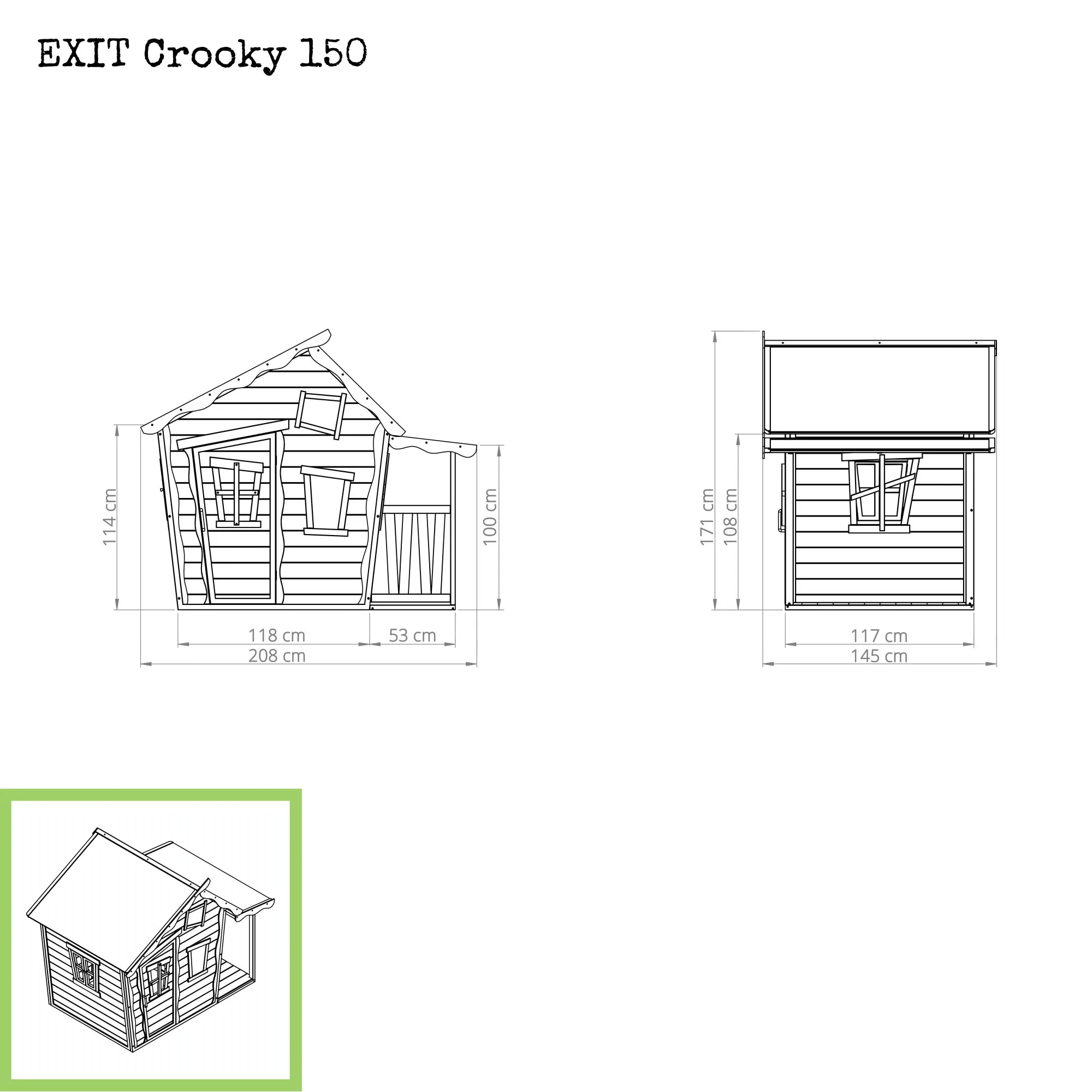Дитячий дерев'яний ігровий будиночок EXIT Crooky 150 - сіро-бежевий