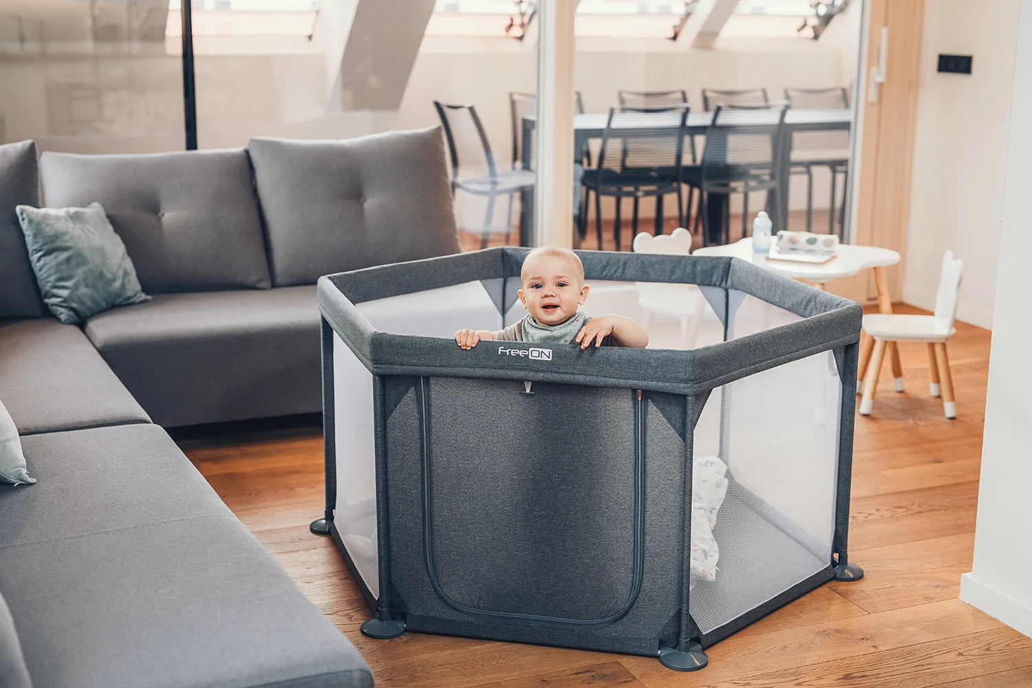 Манеж FreeON HEXAGON Grey