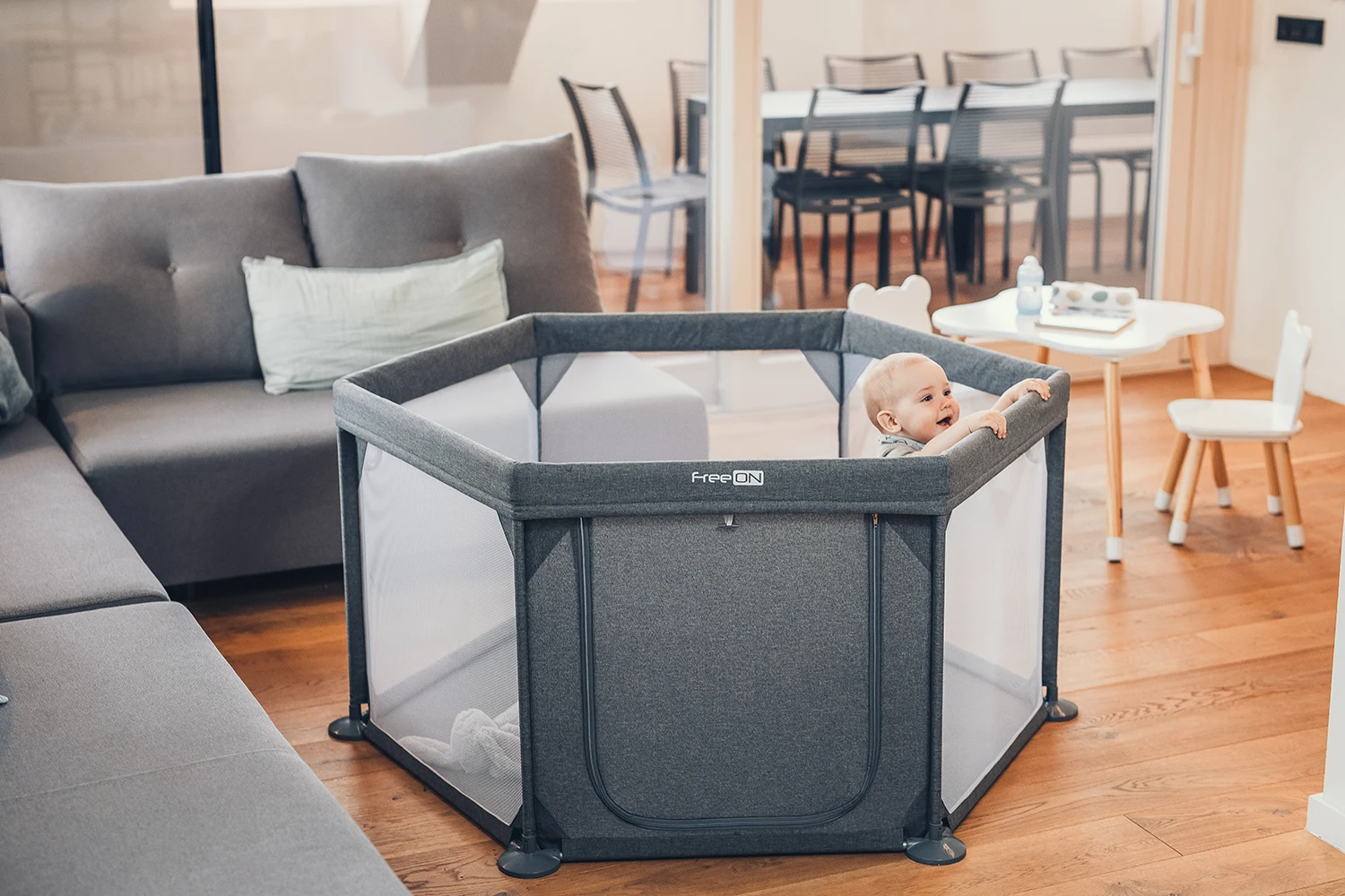 Манеж FreeON HEXAGON Grey