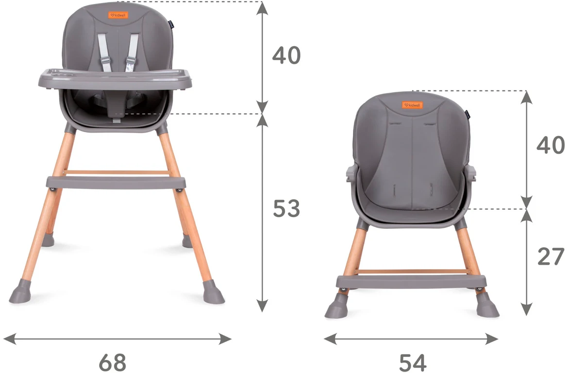 Стульчик для кормления Kidwell Eatan WOOD Gray
