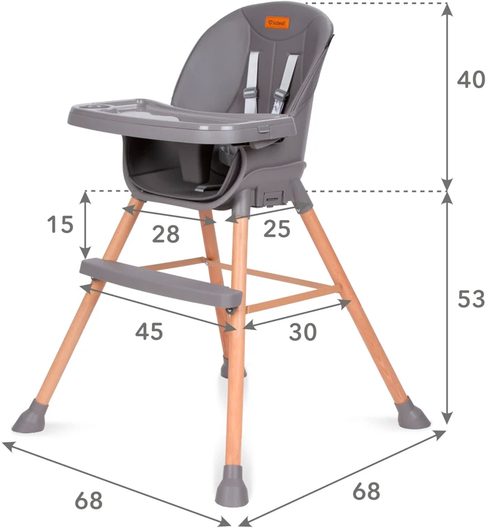 Стульчик для кормления Kidwell Eatan WOOD Gray