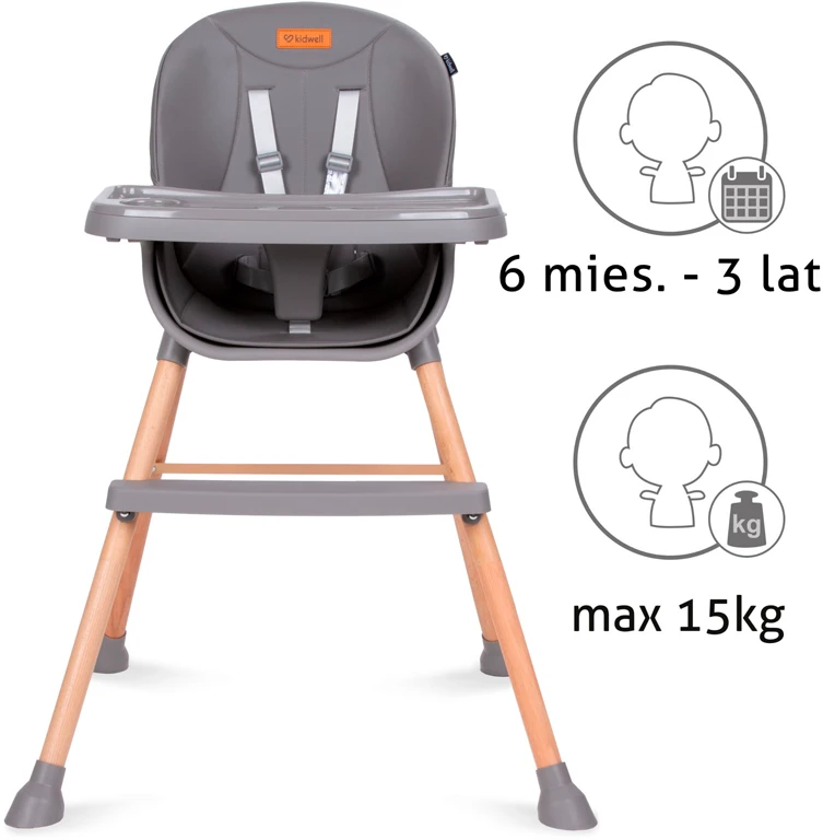 Стульчик для кормления Kidwell Eatan WOOD Gray