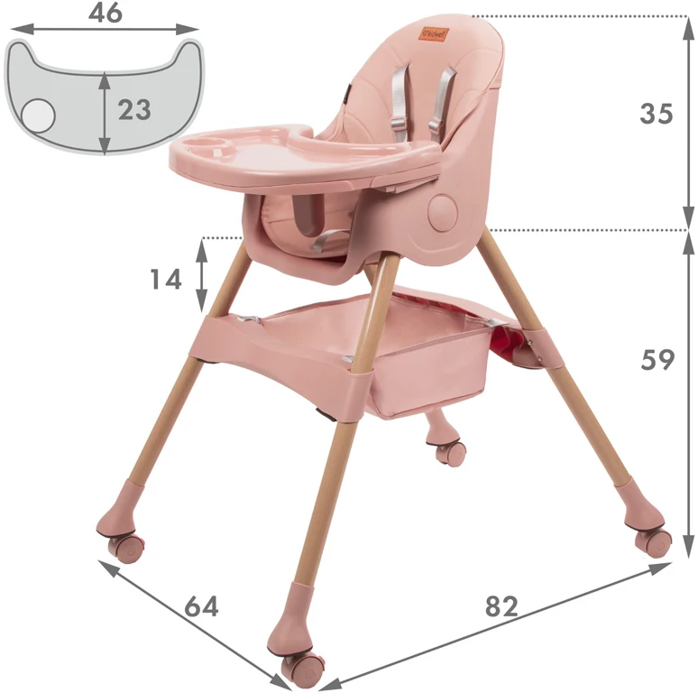 Стульчик для кормления 2 в 1 Kidwell KARIMI Pink