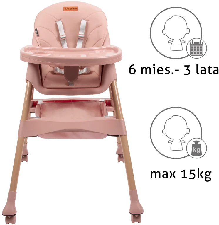 Стульчик для кормления 2 в 1 Kidwell KARIMI Pink