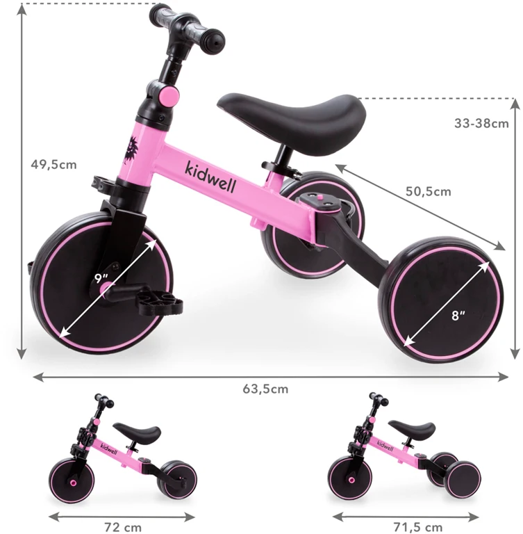 Велосипед 3 в 1 Kidwell PICO Pink