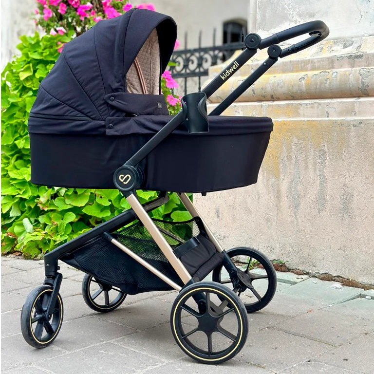 Детская коляска 2 в 1 Kidwell Velmont black/gold