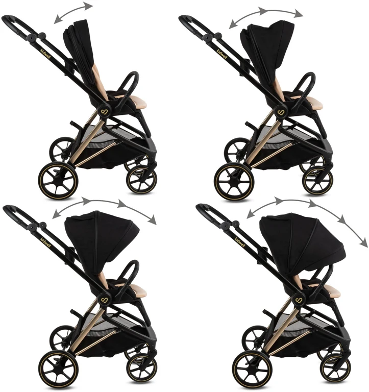 Детская коляска 2 в 1 Kidwell Velmont black/gold