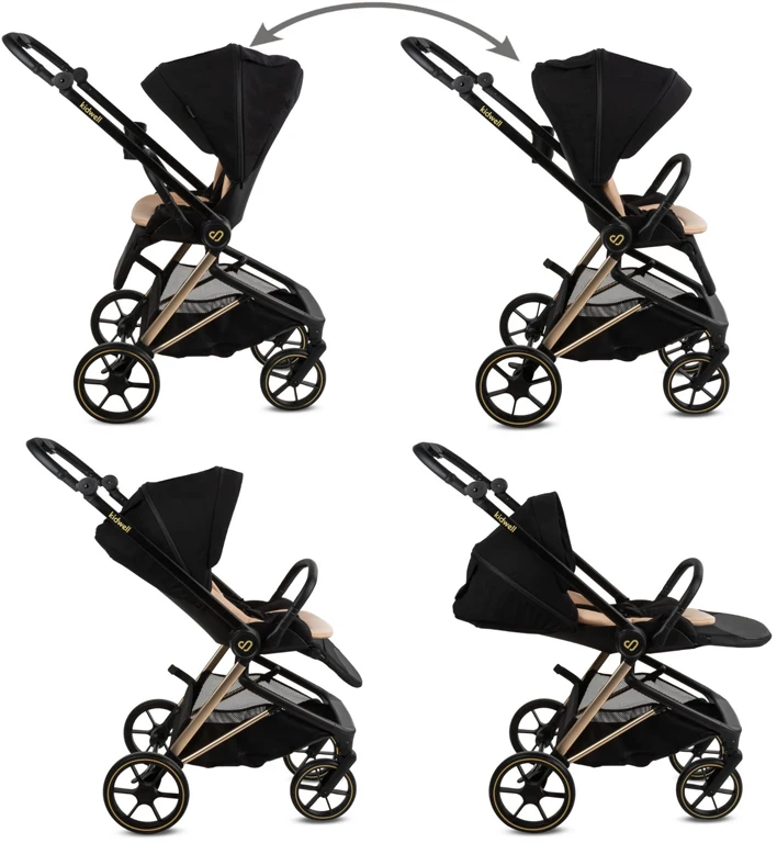 Детская коляска 2 в 1 Kidwell Velmont black/gold