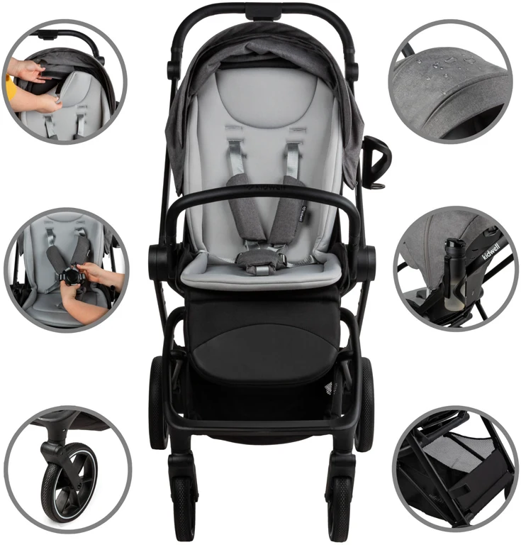 Детская коляска 2 в 1 Kidwell Velmont Gray