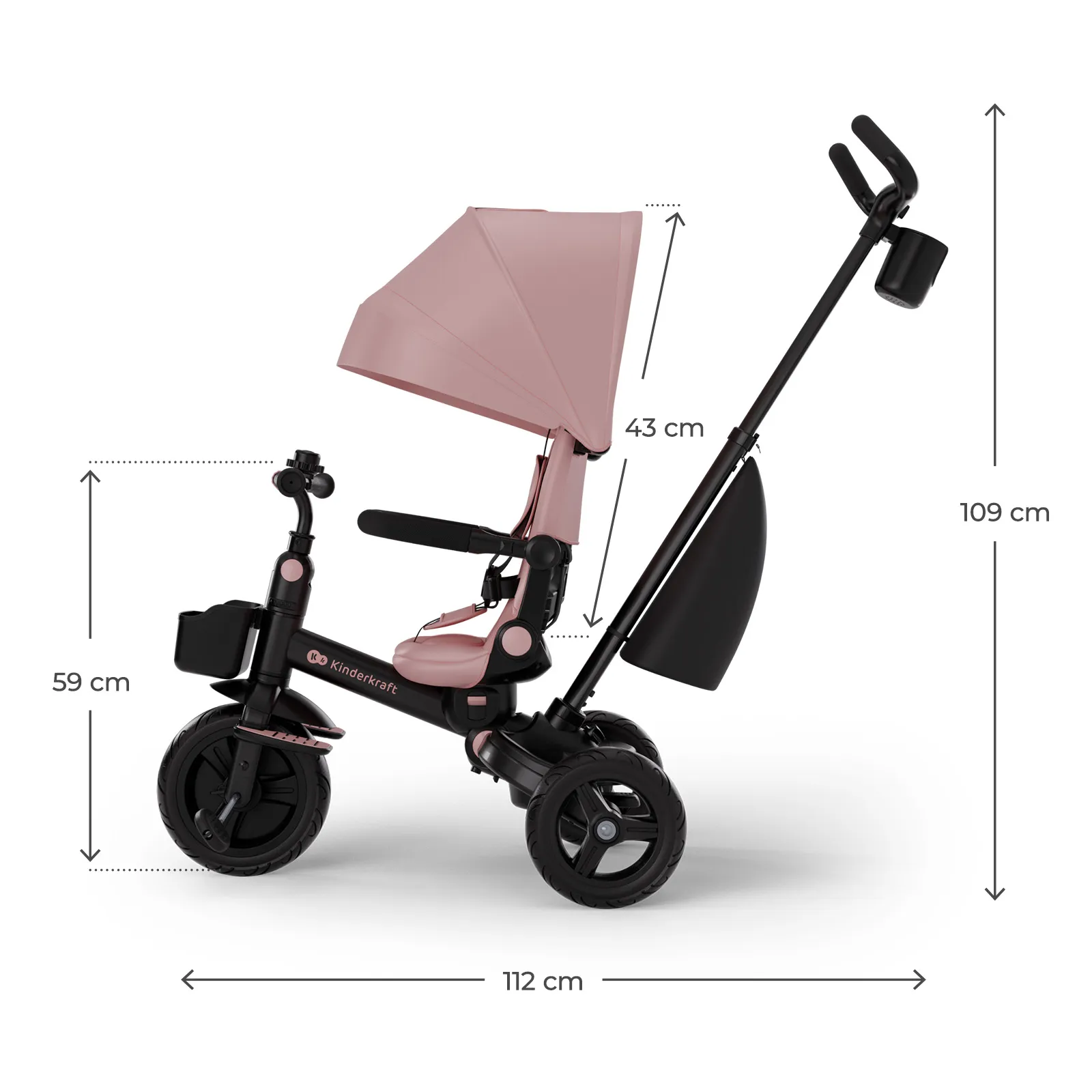 Триколісний велосипед Kinderkraft Aveo 2 Plus Pink
