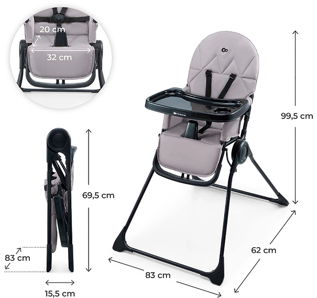 Стільчик для годування Kinderkraft Binci Grey