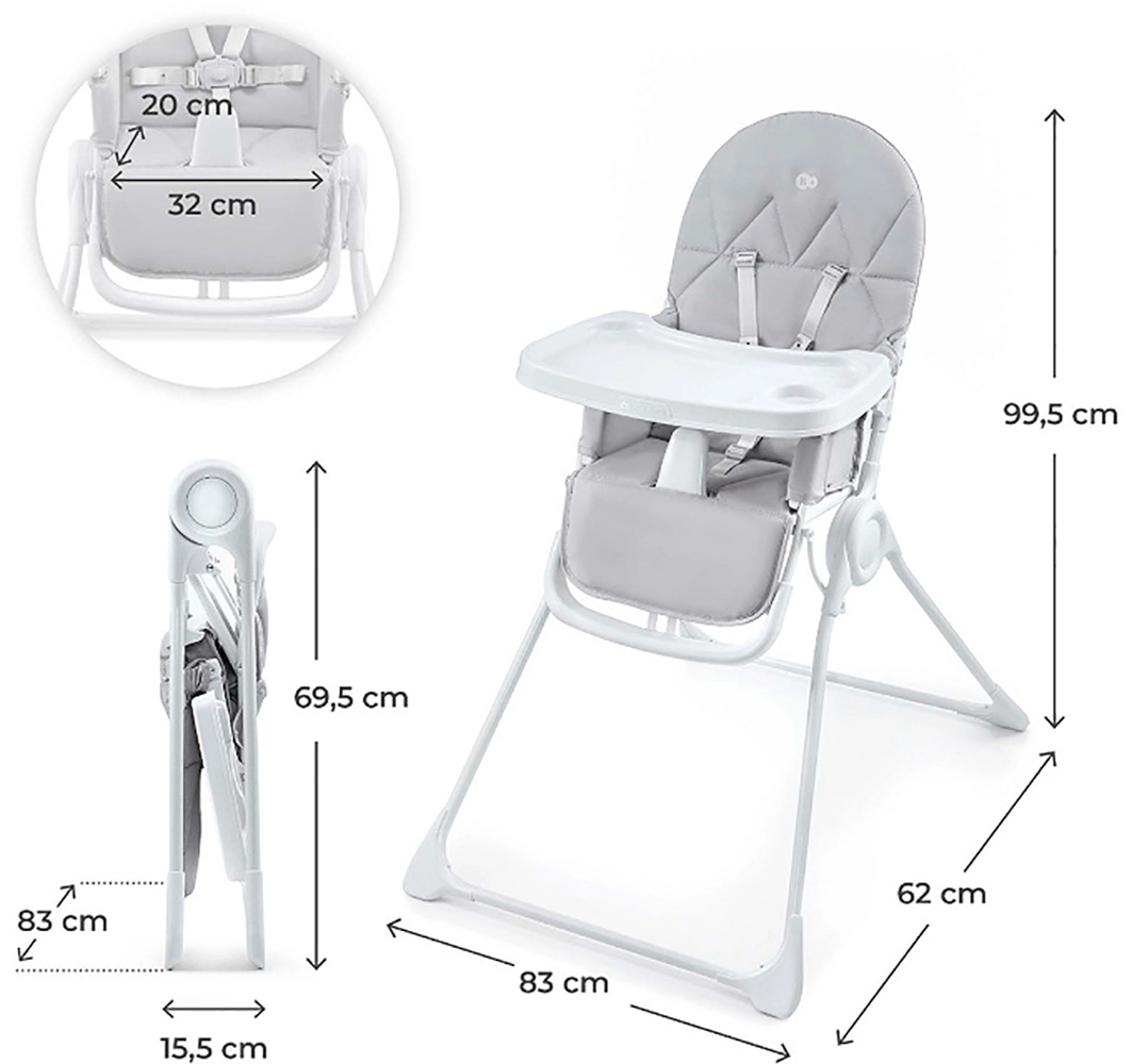 Стільчик для годування Kinderkraft Binci Light Grey