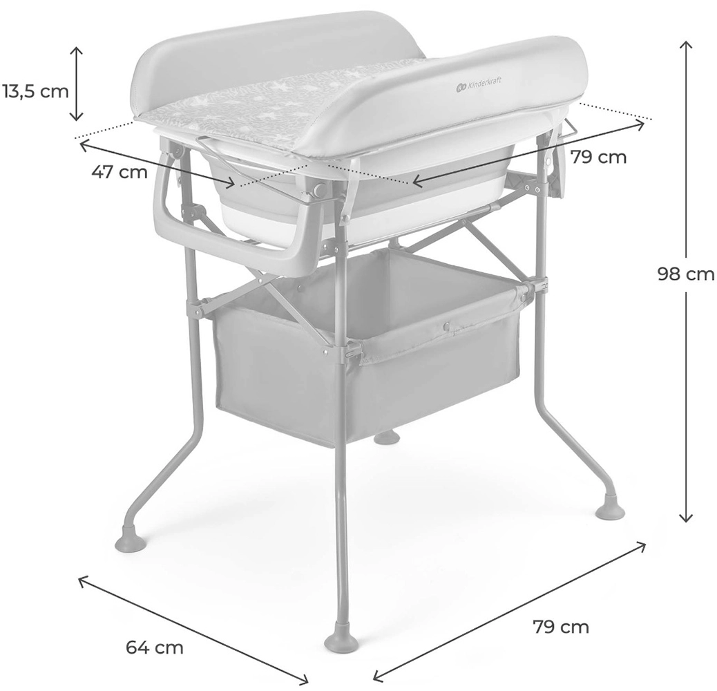 Столик для сповивання з ванною Kinderkraft Bubbly Grey