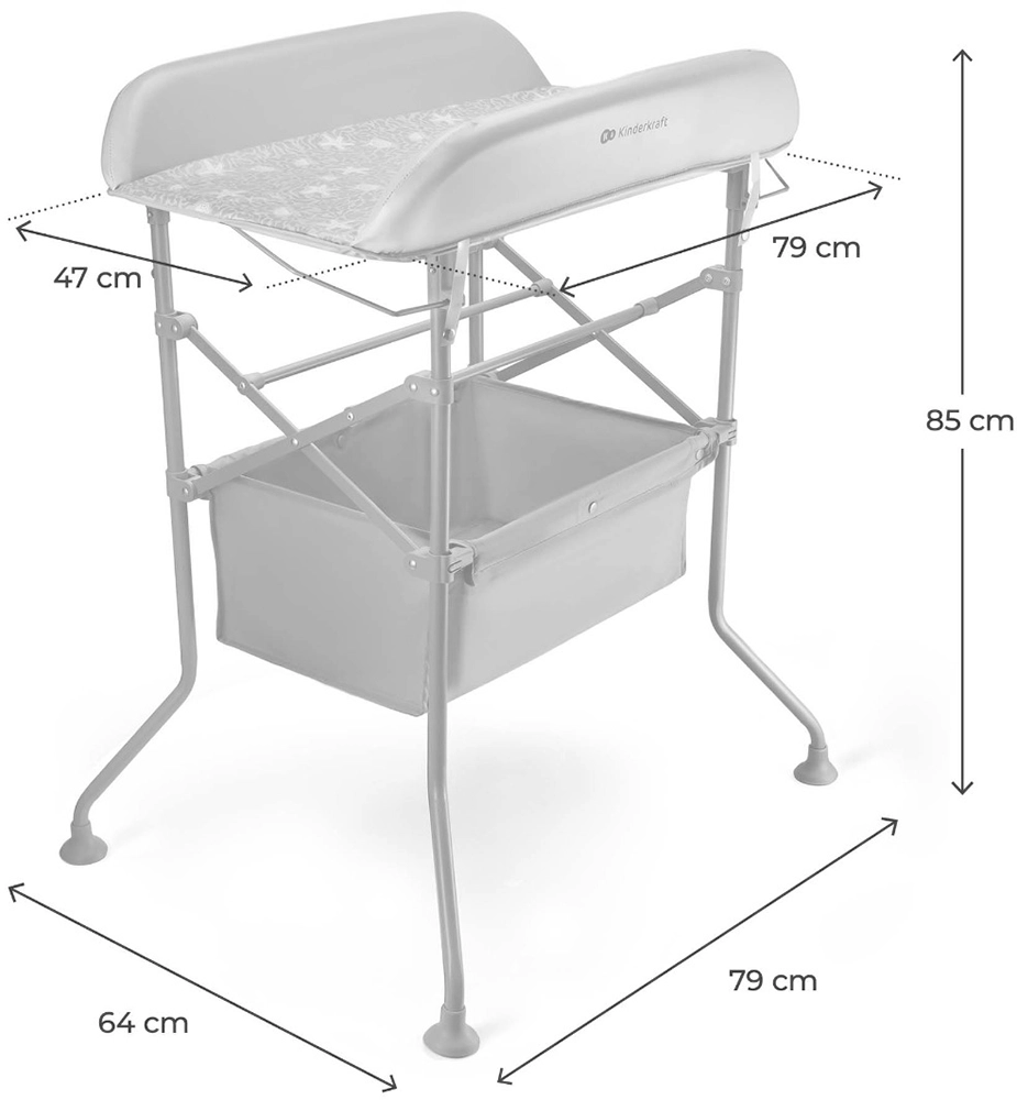 Столик для сповивання з ванною Kinderkraft Bubbly Grey
