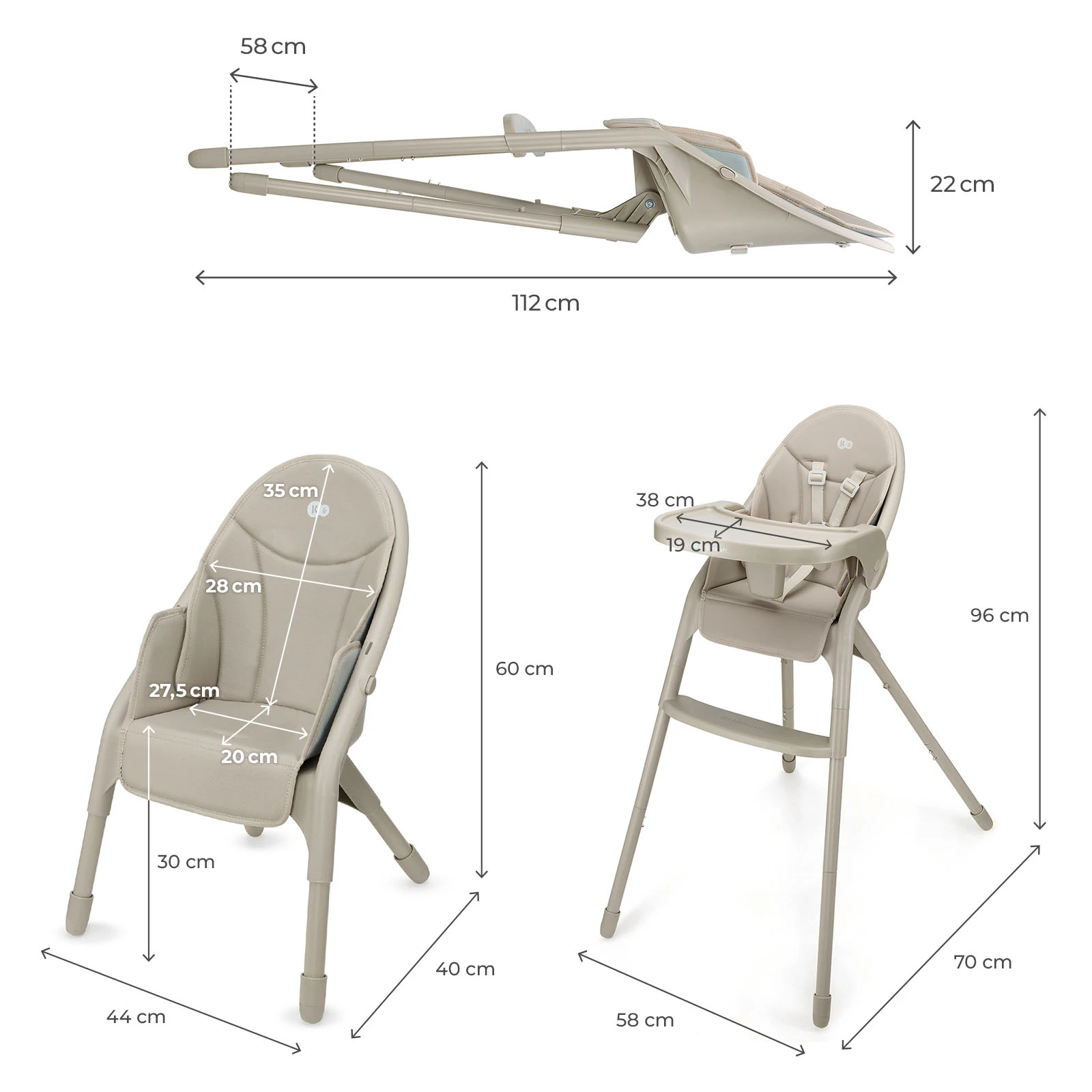 Стульчик для кормления Kinderkraft Dinnly Beige
