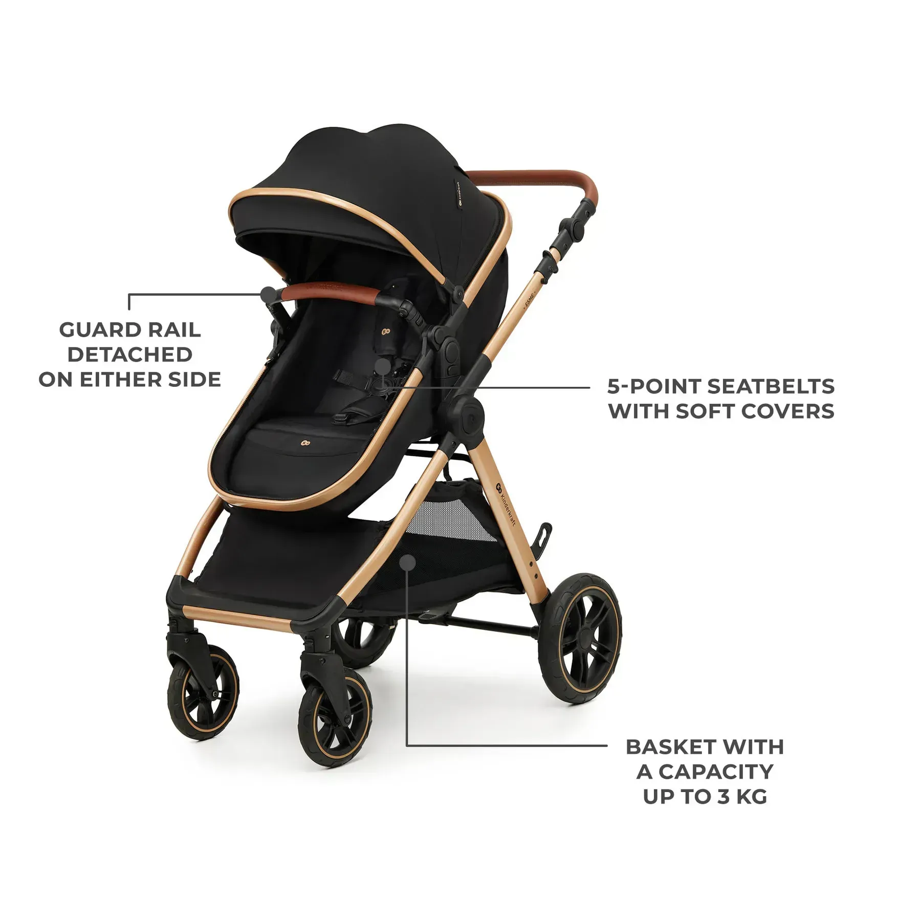 Універсальна коляска 3 у 1 Kinderkraft Esme Pro Pure Black