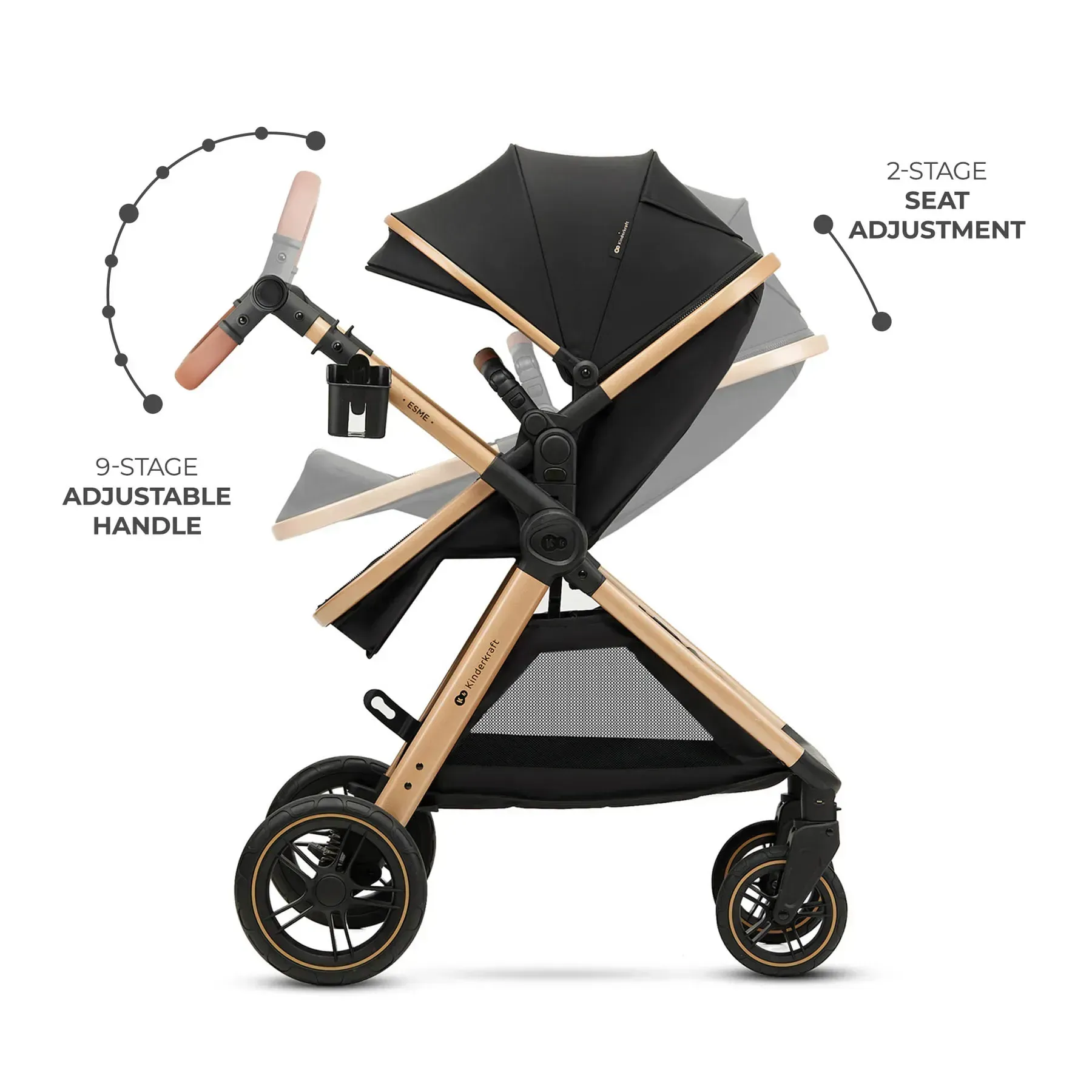 Універсальна коляска 3 у 1 Kinderkraft Esme Pro Pure Black