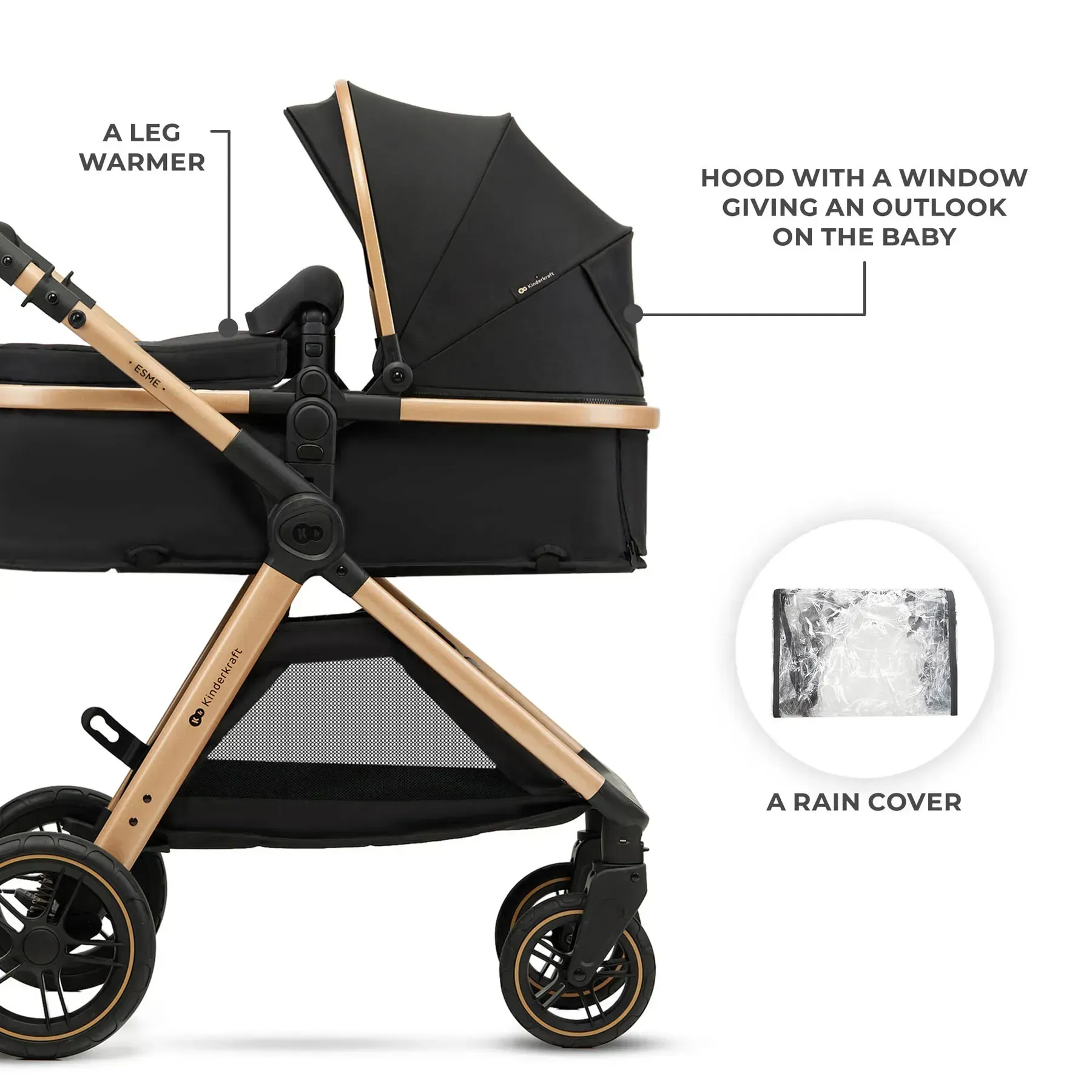 Універсальна коляска 3 у 1 Kinderkraft Esme Pro Pure Black