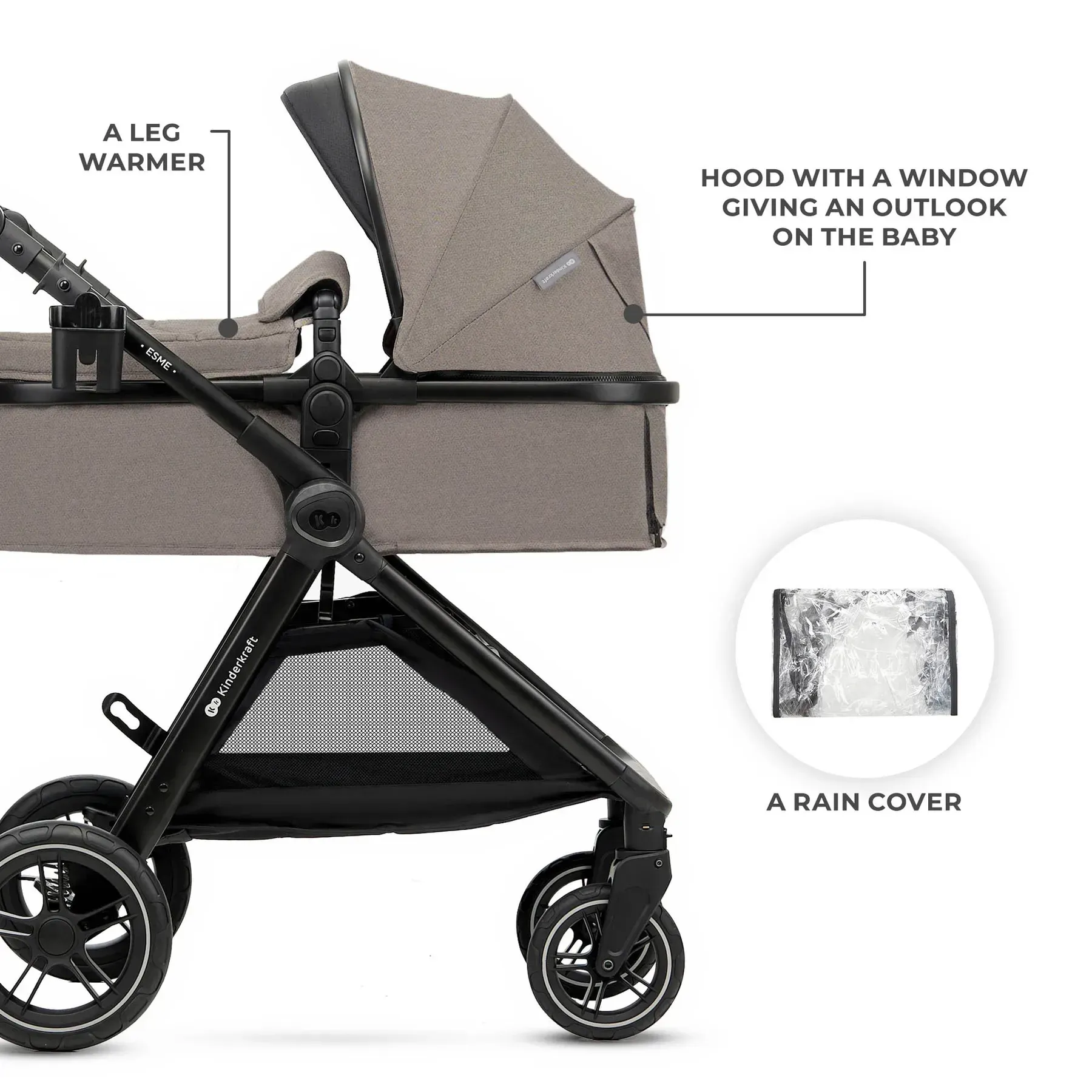 Універсальна коляска 3 у 1 Kinderkraft Esme Pro Pure Black