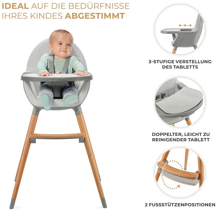 Стільчик для годування 2 в 1 Kinderkraft Fini 2 Grey