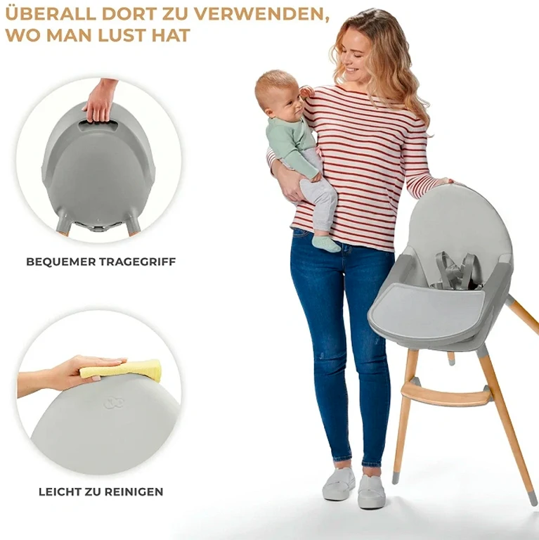Стільчик для годування 2 в 1 Kinderkraft Fini 2 Grey