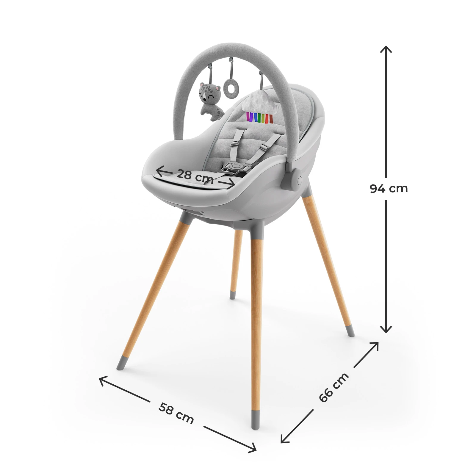 Стільчик для годування 3 в 1 Kinderkraft Fini Up Grey